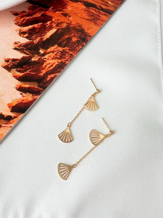 Fan Shaped Drops Earrings