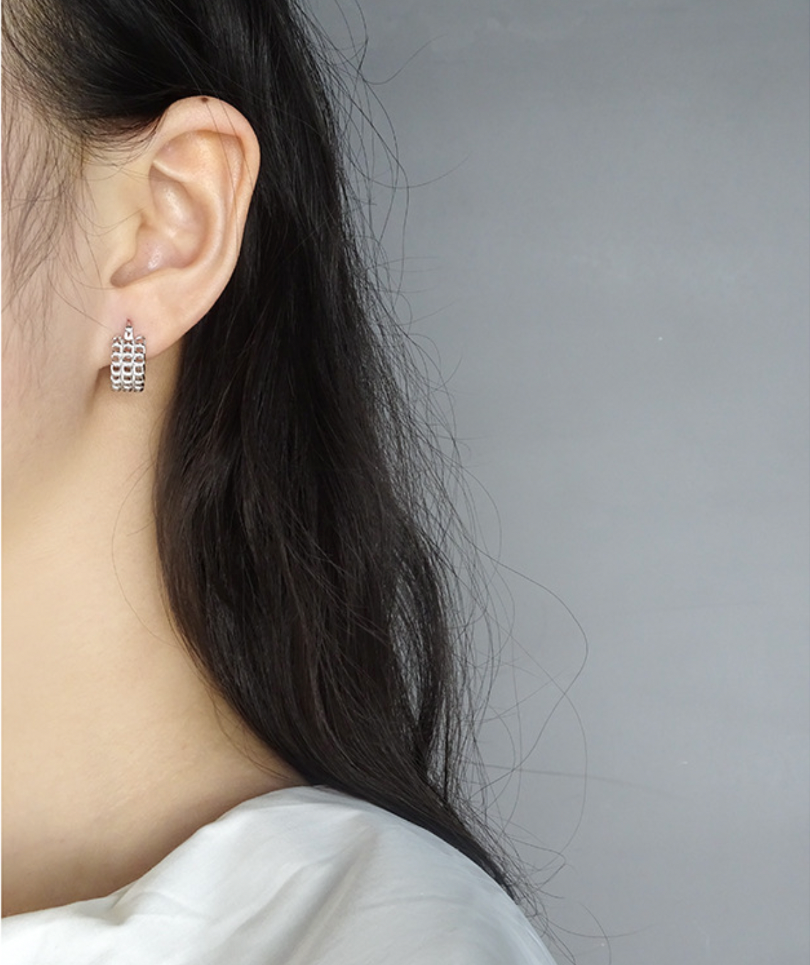 Lattice Luxe Hoops in Sterling Silver