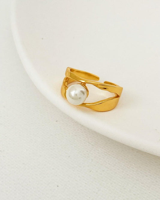 Gold Vermeil Delicate Open Shank Freshwater Pearl Ring