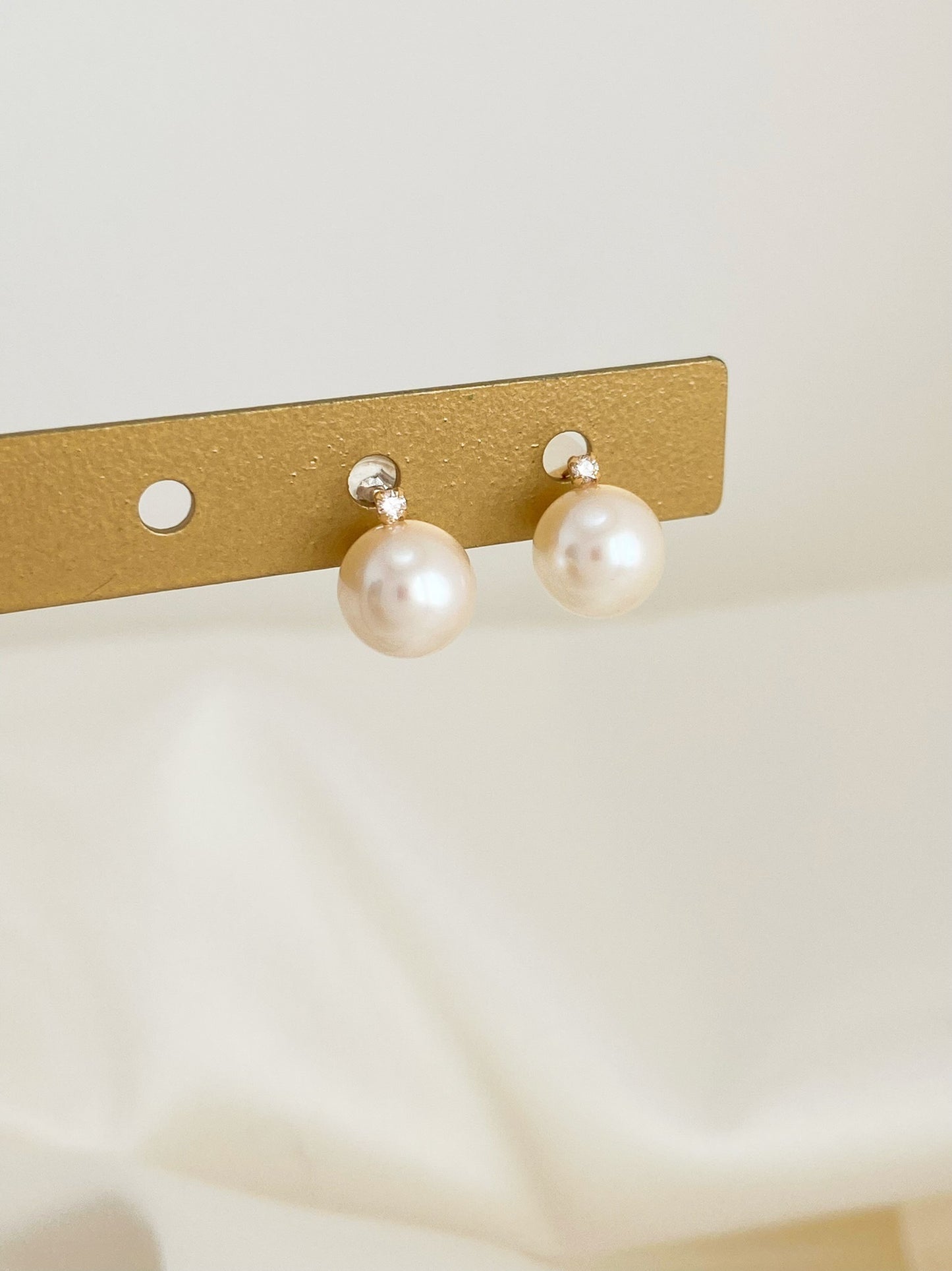 7.5-8mm Akoya Pearl with Diamond Studs Earrings