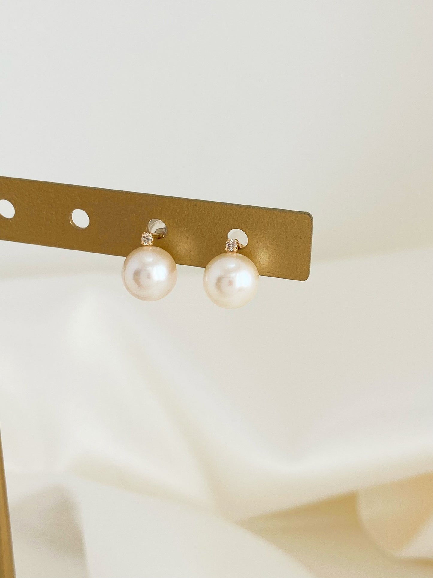 7.5-8mm Akoya Pearl with Diamond Studs Earrings