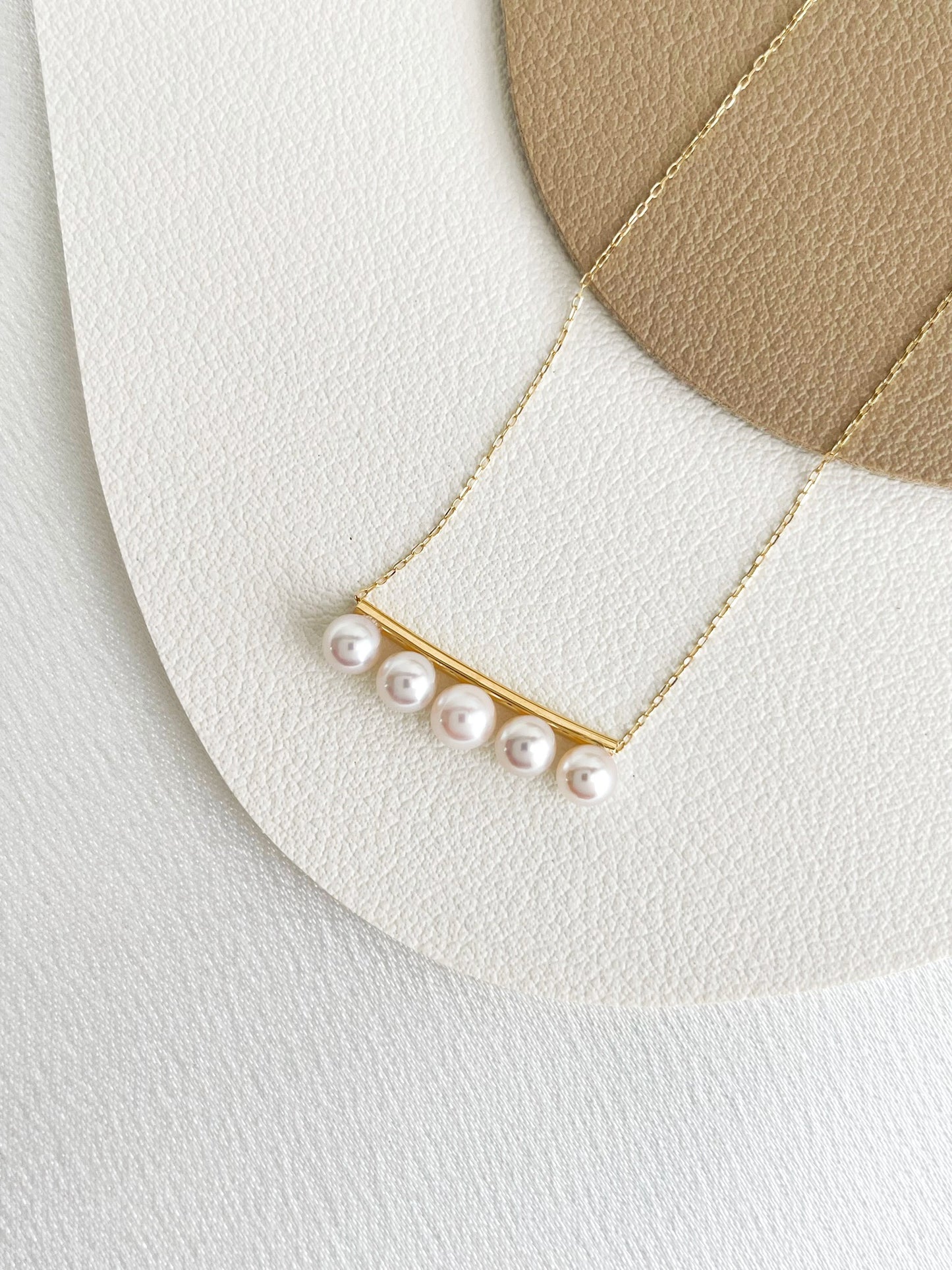 Akoya Pearl Balance Bar Necklace in 18k Yellow Gold