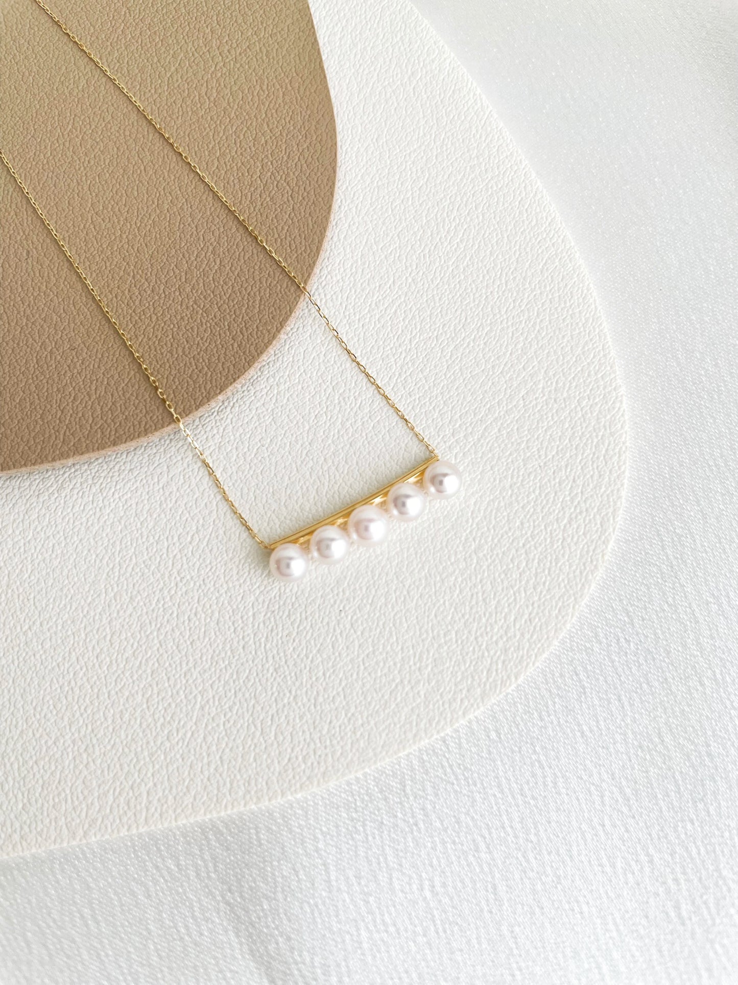 Akoya Pearl Balance Bar Necklace in 18k Yellow Gold