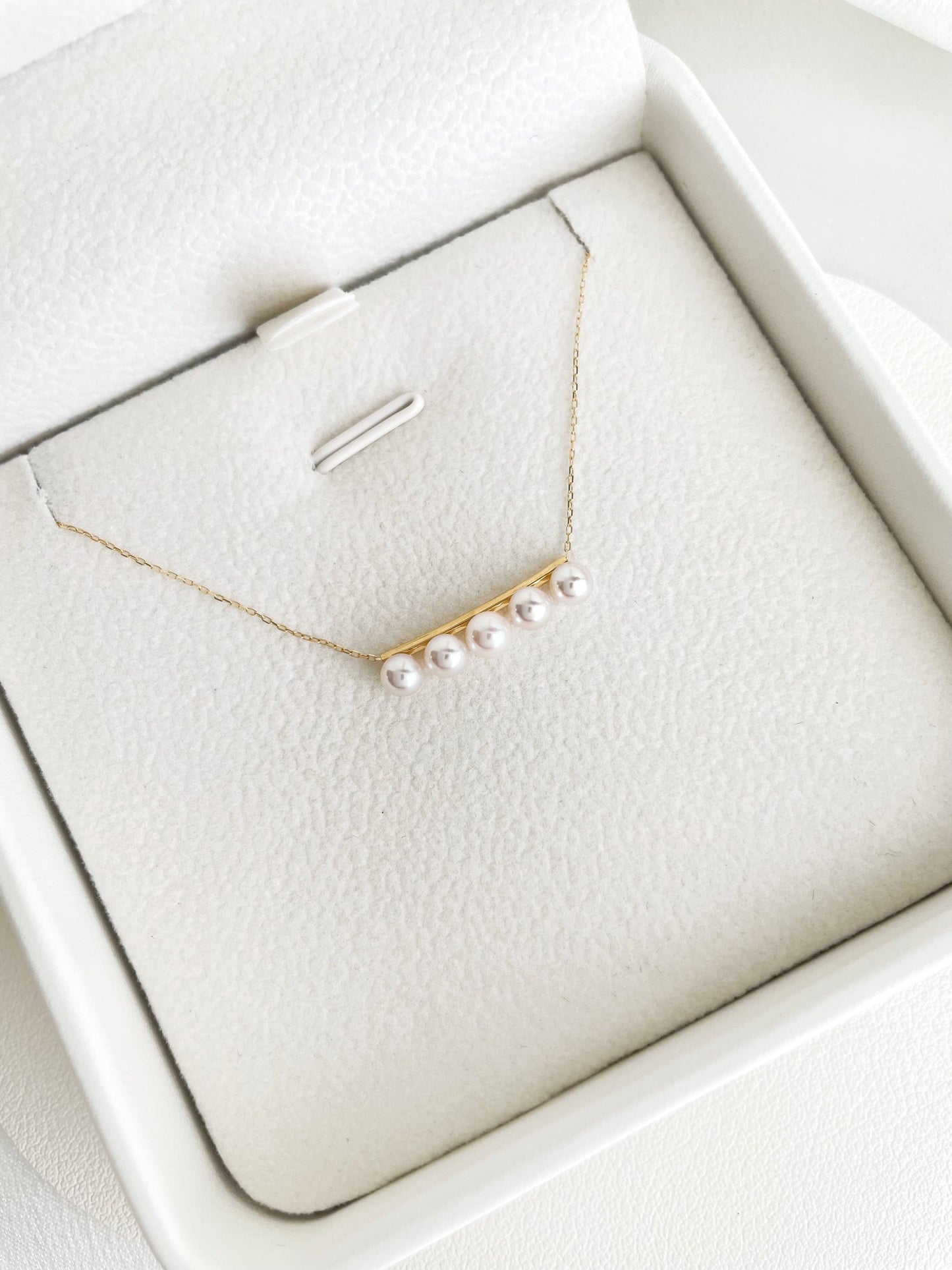 Akoya Pearl Balance Bar Necklace in 18k Yellow Gold