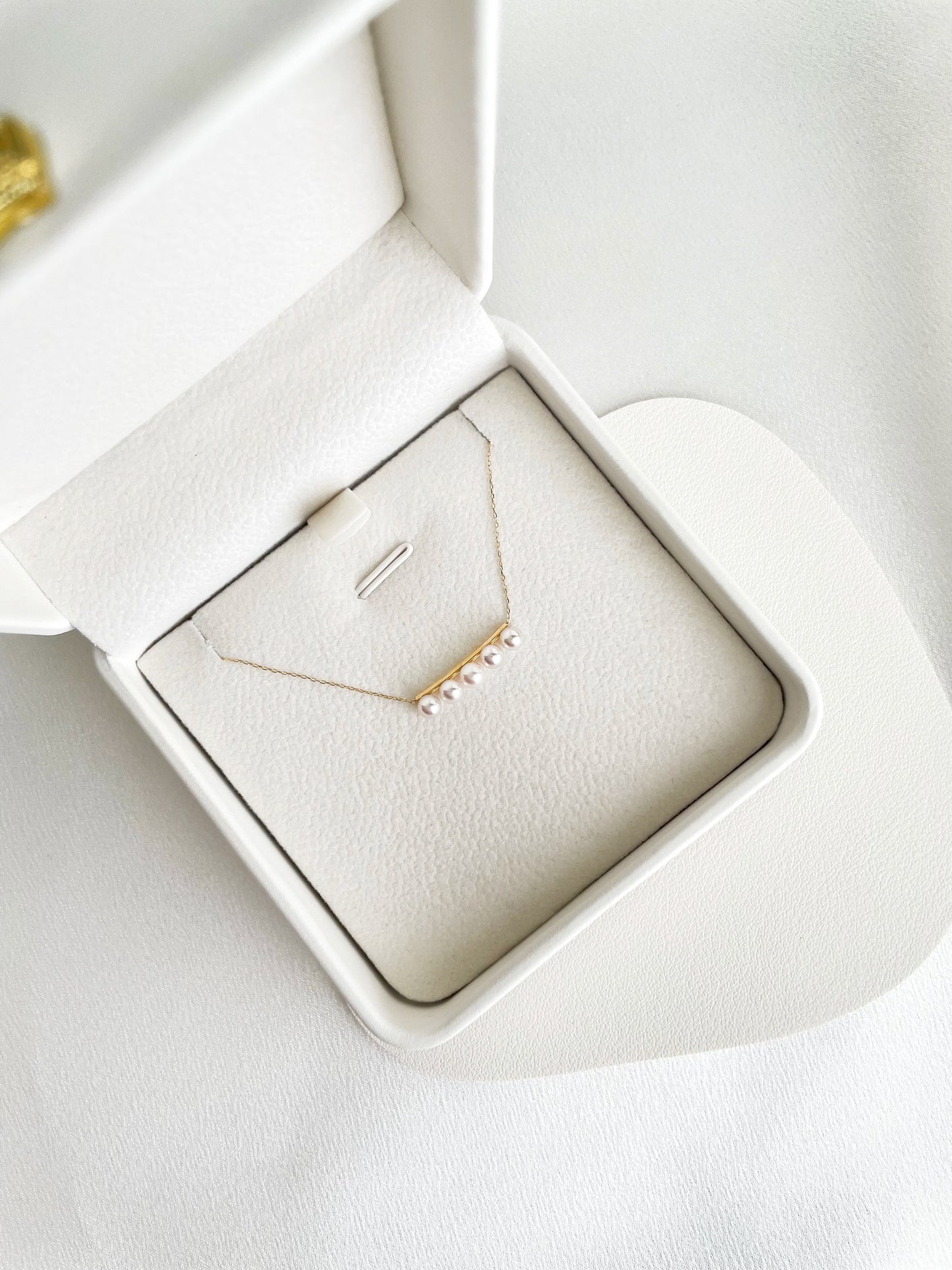 Akoya Pearl Balance Bar Necklace in 18k Yellow Gold