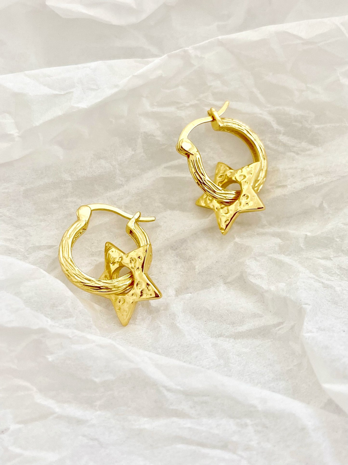 Sterling Silver Vintage Bold Star Drop Earrings
