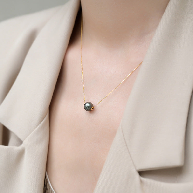 Floating Tahitian Pearl Necklace in 18k Gold