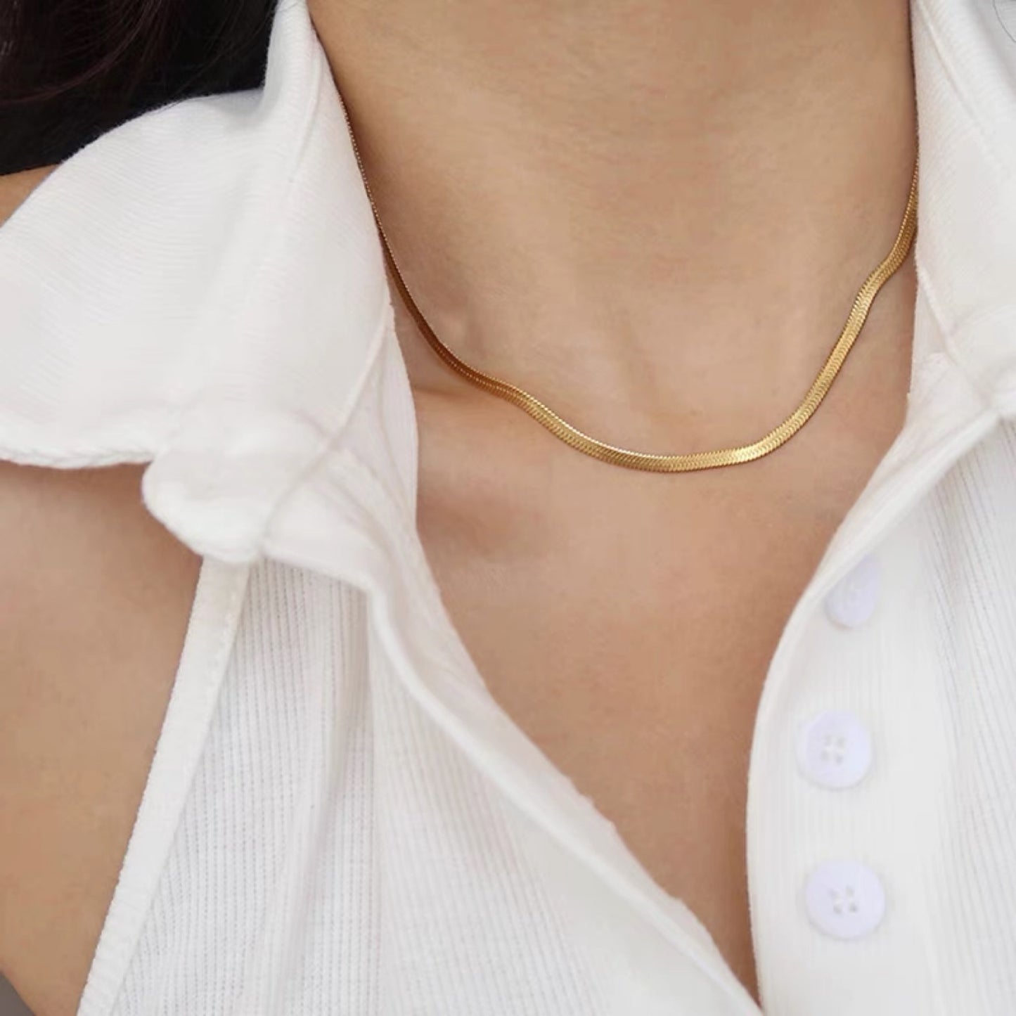 Flat Snake Chocker Necklace in 18k Gold