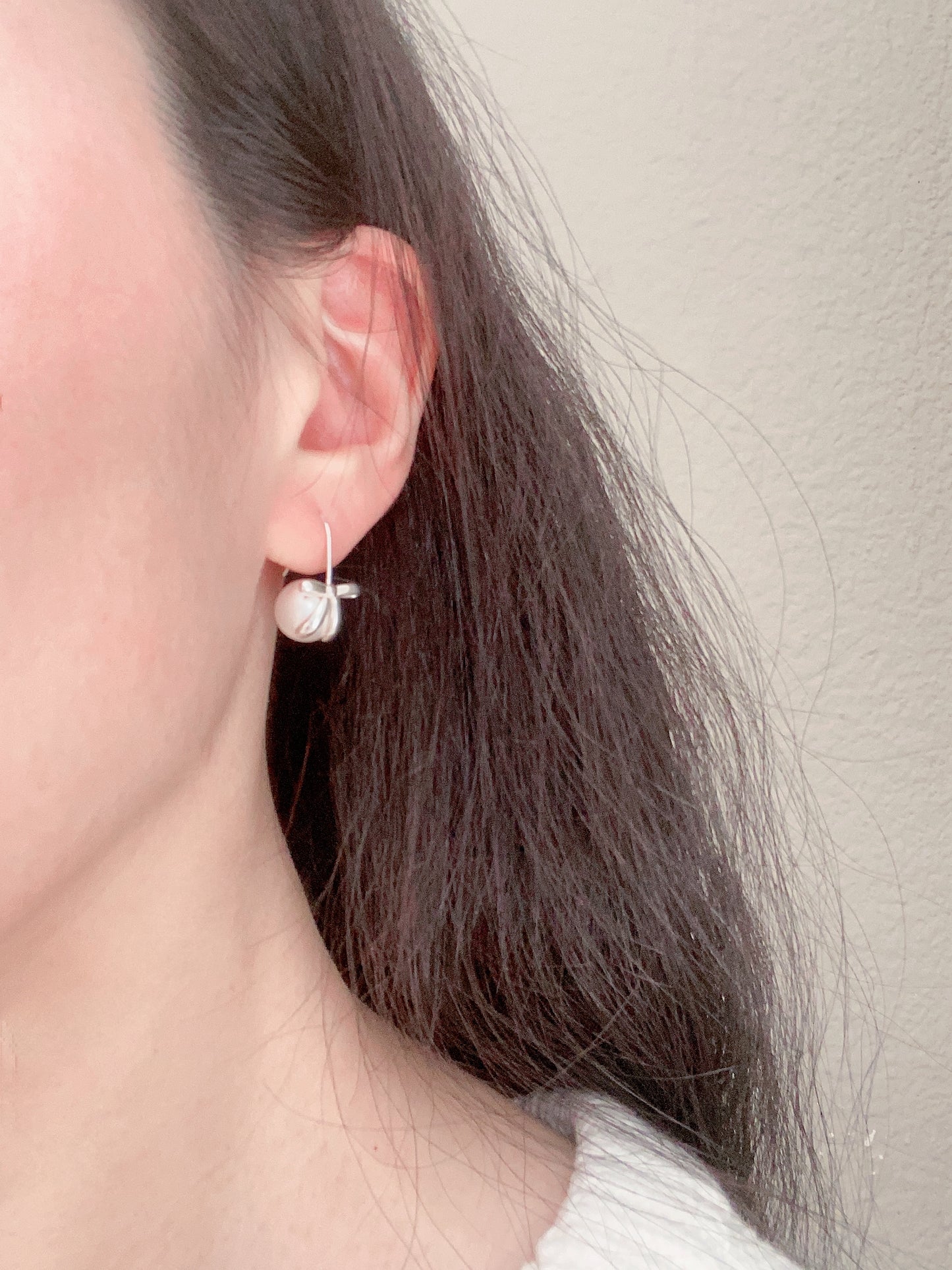 Bowknot Pearl Drops Earrings