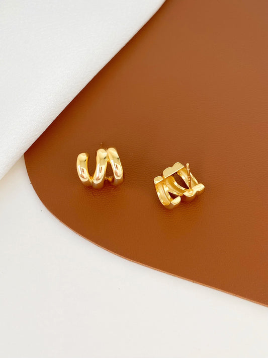 Gold Vermeil Croissant Done Hoops Earrings